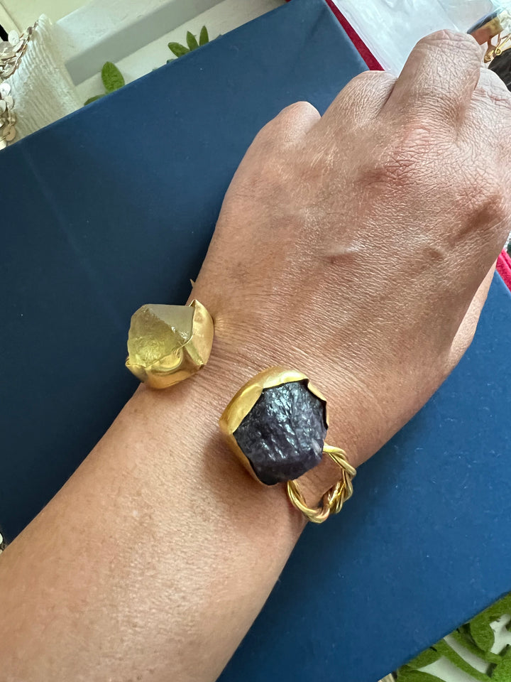Beautiful Natural Raw Stone Open Cuff