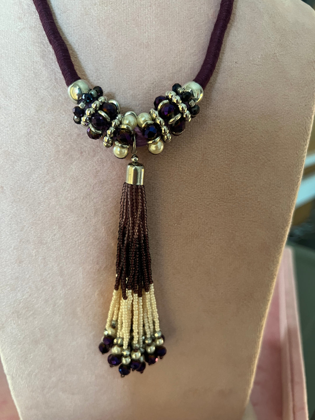 Elegant Purple Tasseled Pendant Necklace