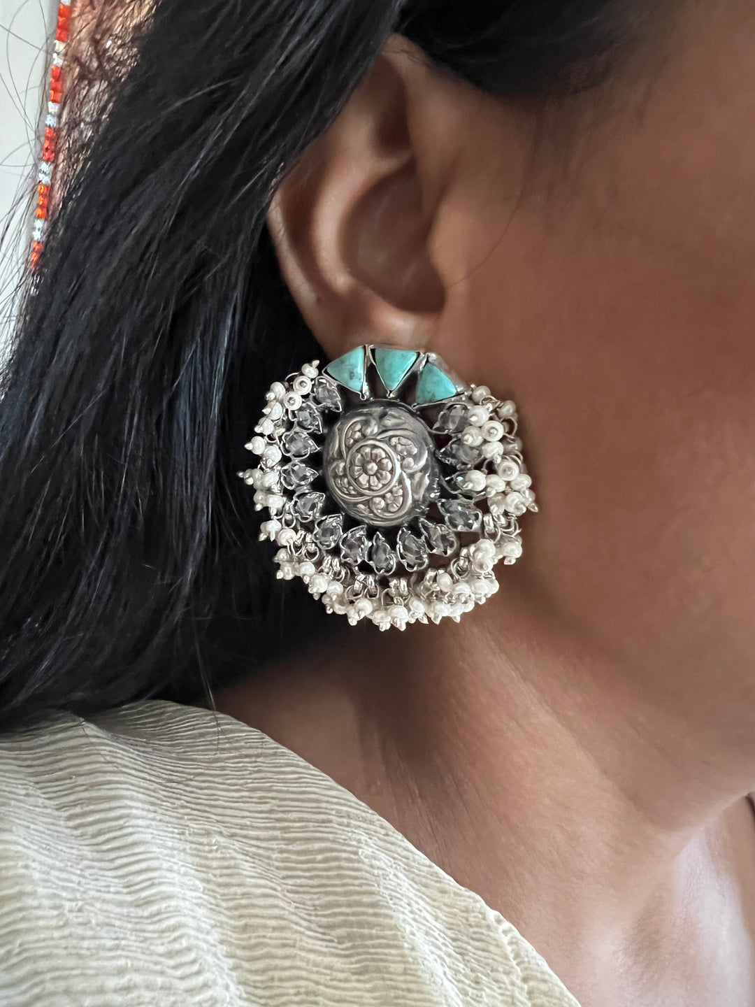 Turquoise Pearl Studs - Premium Quality, Exquisite Craftsmanship