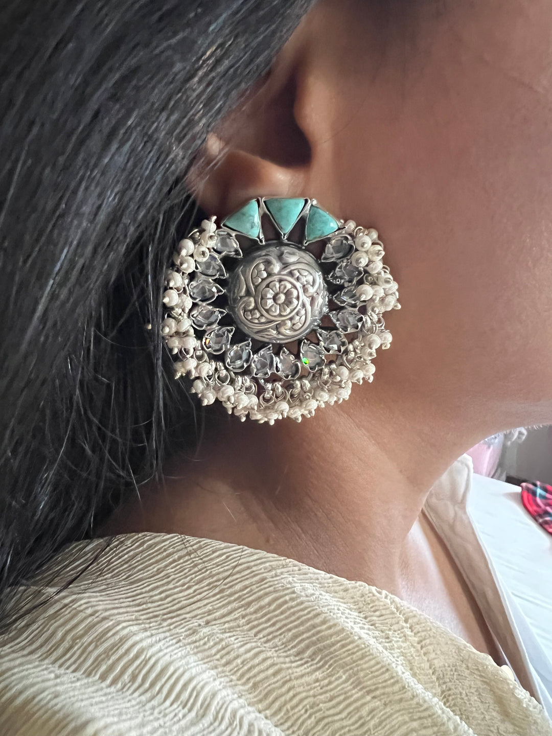 Turquoise Pearl Studs - Premium Quality, Exquisite Craftsmanship