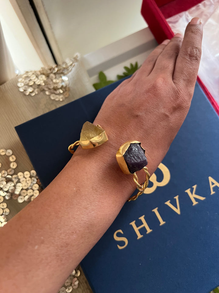 Beautiful Natural Raw Stone Open Cuff