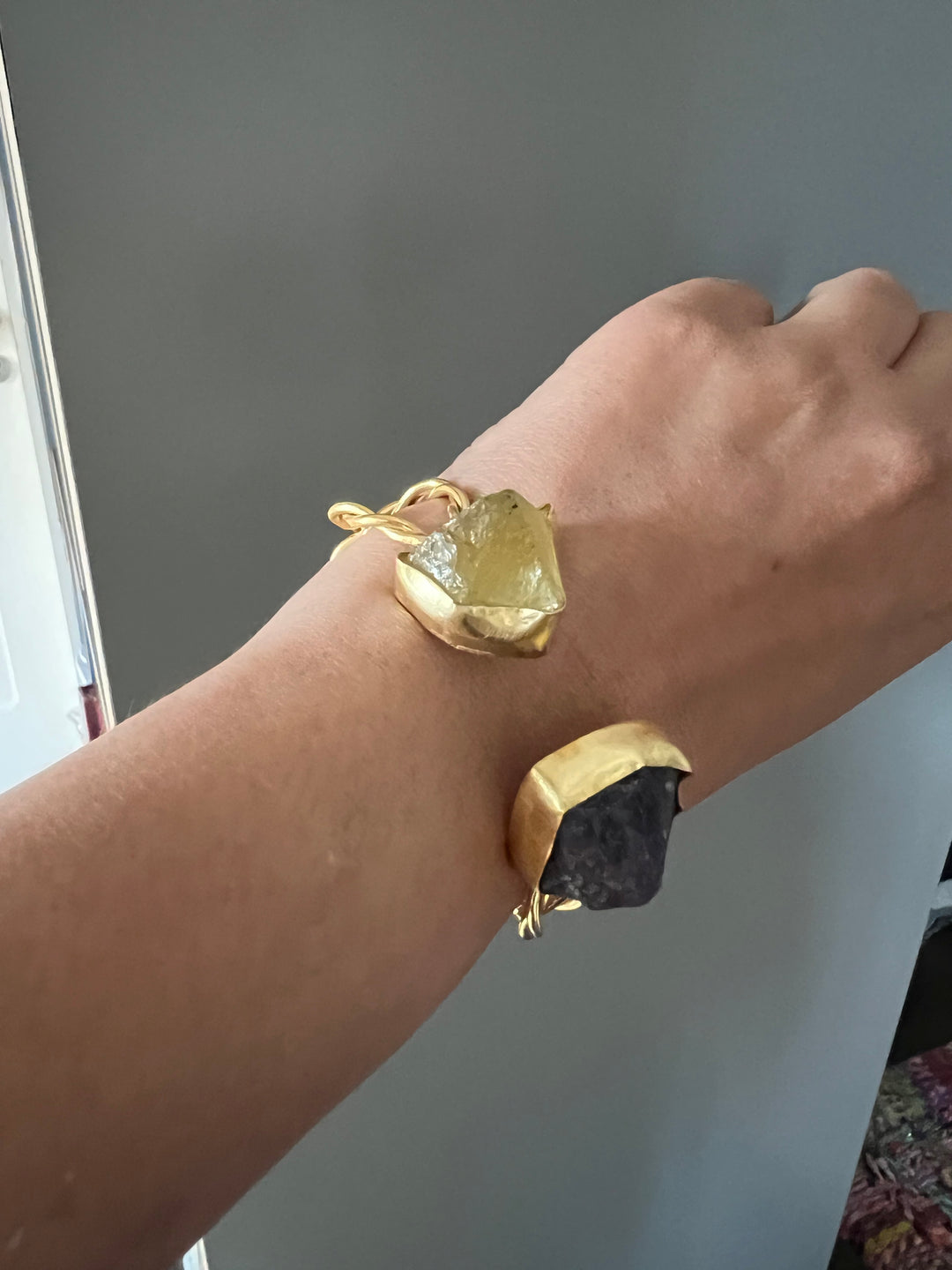 Beautiful Natural Raw Stone Open Cuff