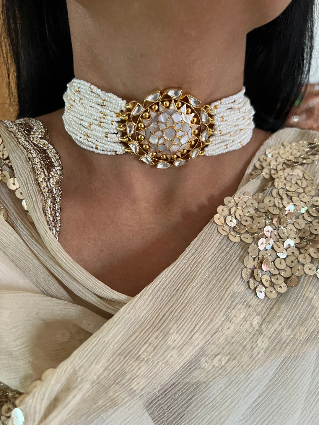 Elegant Mother of Pearl 925 Silver Choker Necklace Set - Unmatched Quality and Style