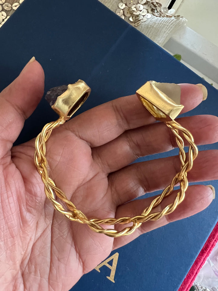 Beautiful Natural Raw Stone Open Cuff