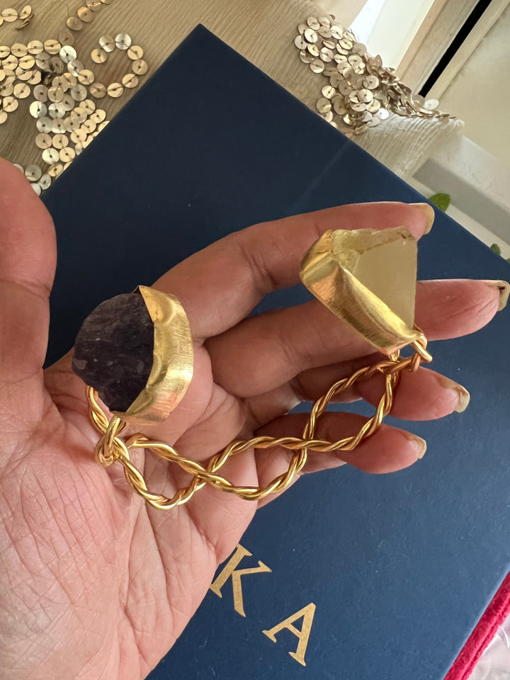 Beautiful Natural Raw Stone Open Cuff