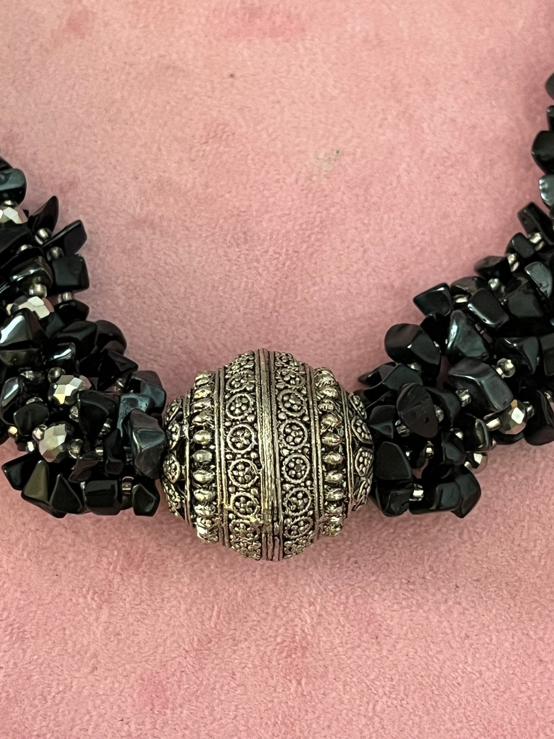 Exquisite Black and Silver Tribal Necklace