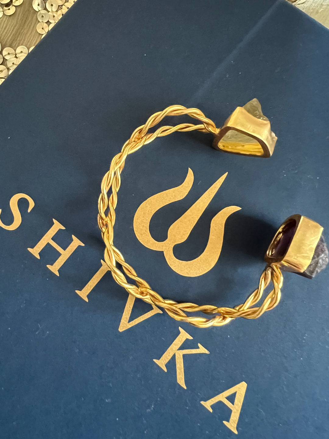 Beautiful Natural Raw Stone Open Cuff