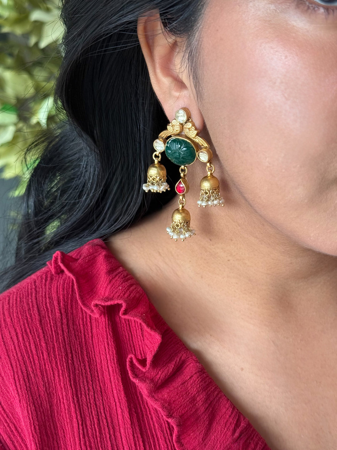 Elegant Jadau Kundan 925 Silver Earrings