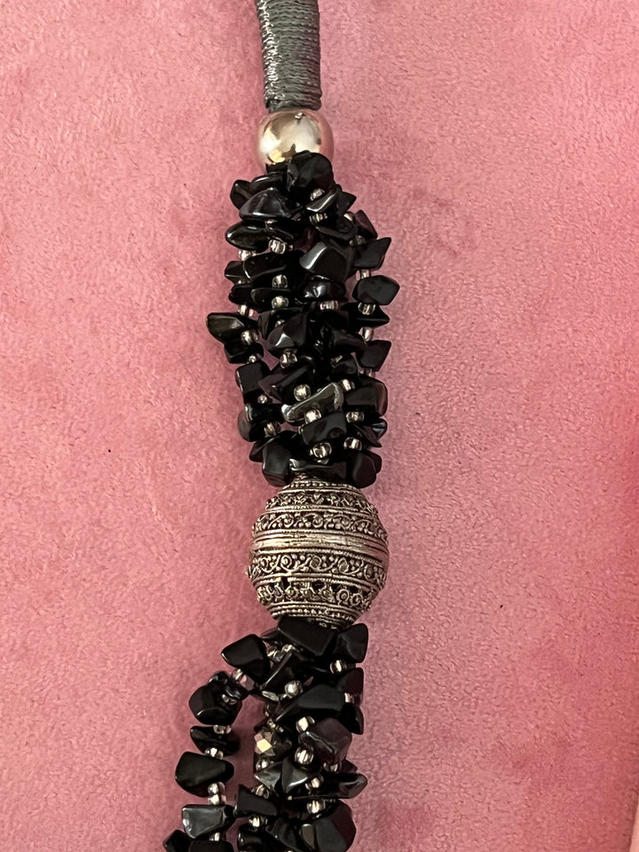 Exquisite Black and Silver Tribal Necklace