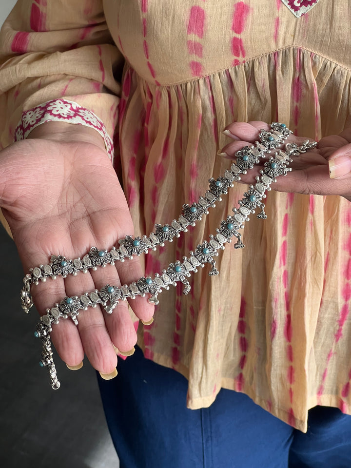 Pure 925 Silver Marcasite Anklets- Set of 2