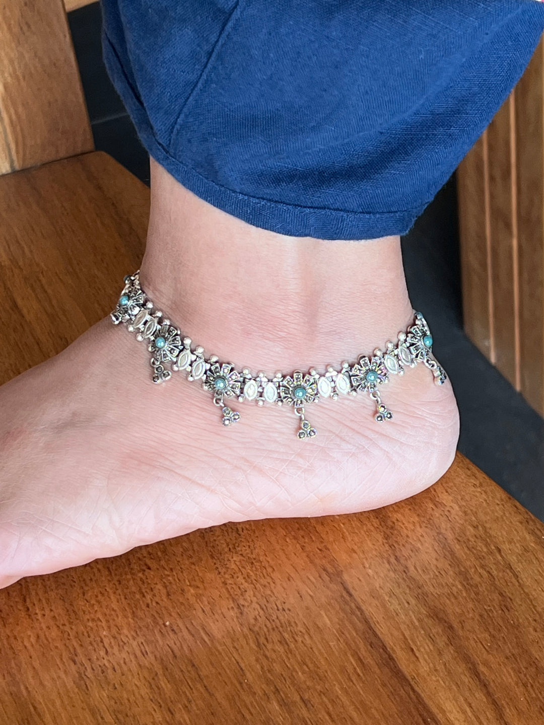 Pure 925 Silver Marcasite Anklets- Set of 2