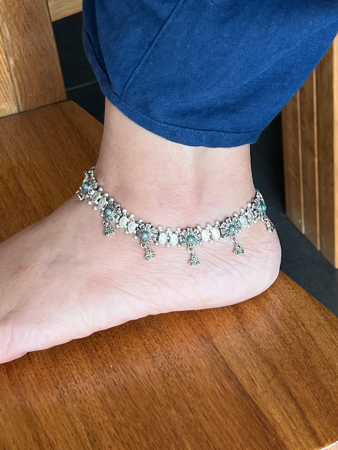 Pure 925 Silver Marcasite Anklets- Set of 2