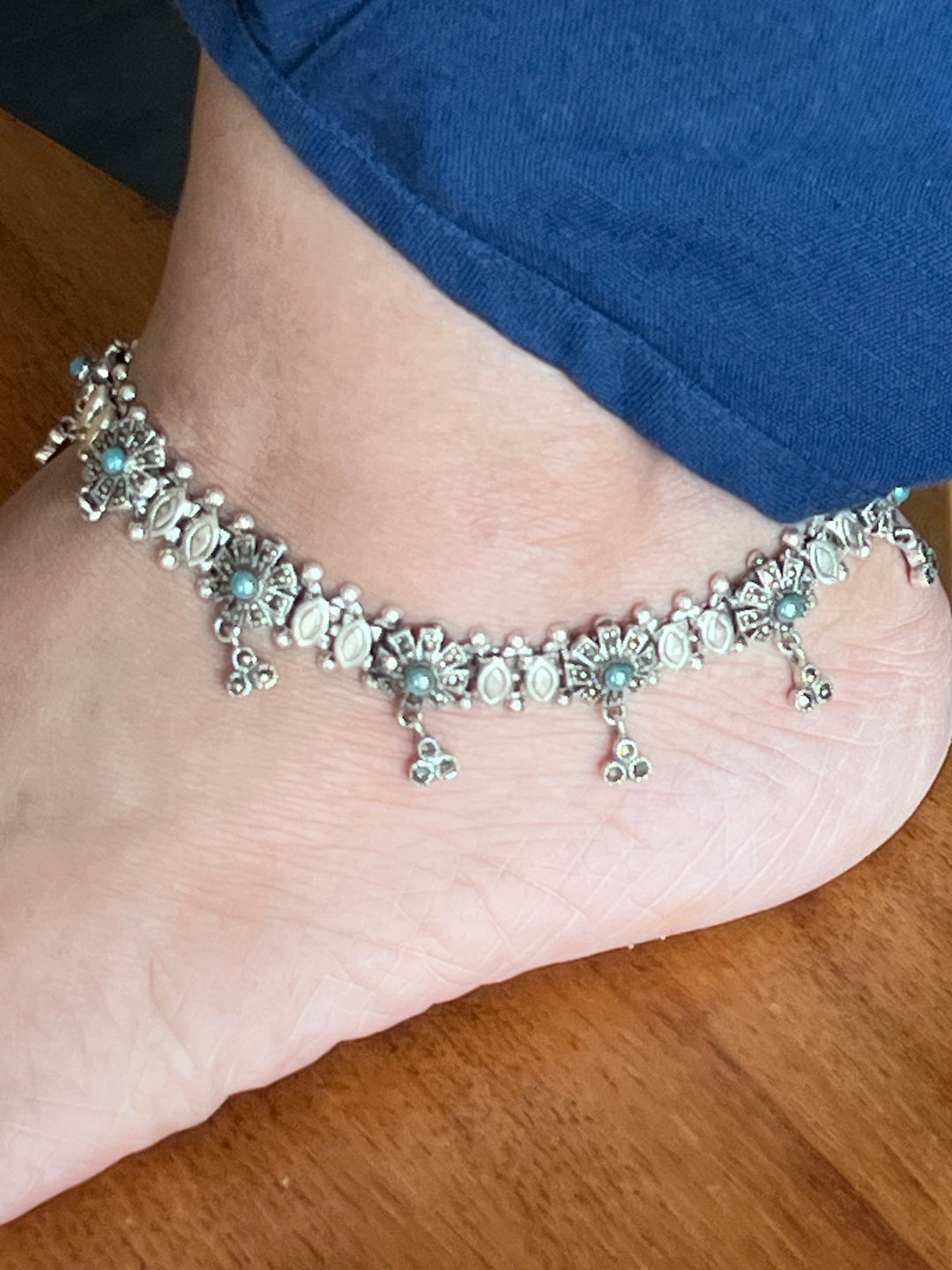 Pure 925 Silver Marcasite Anklets- Set of 2