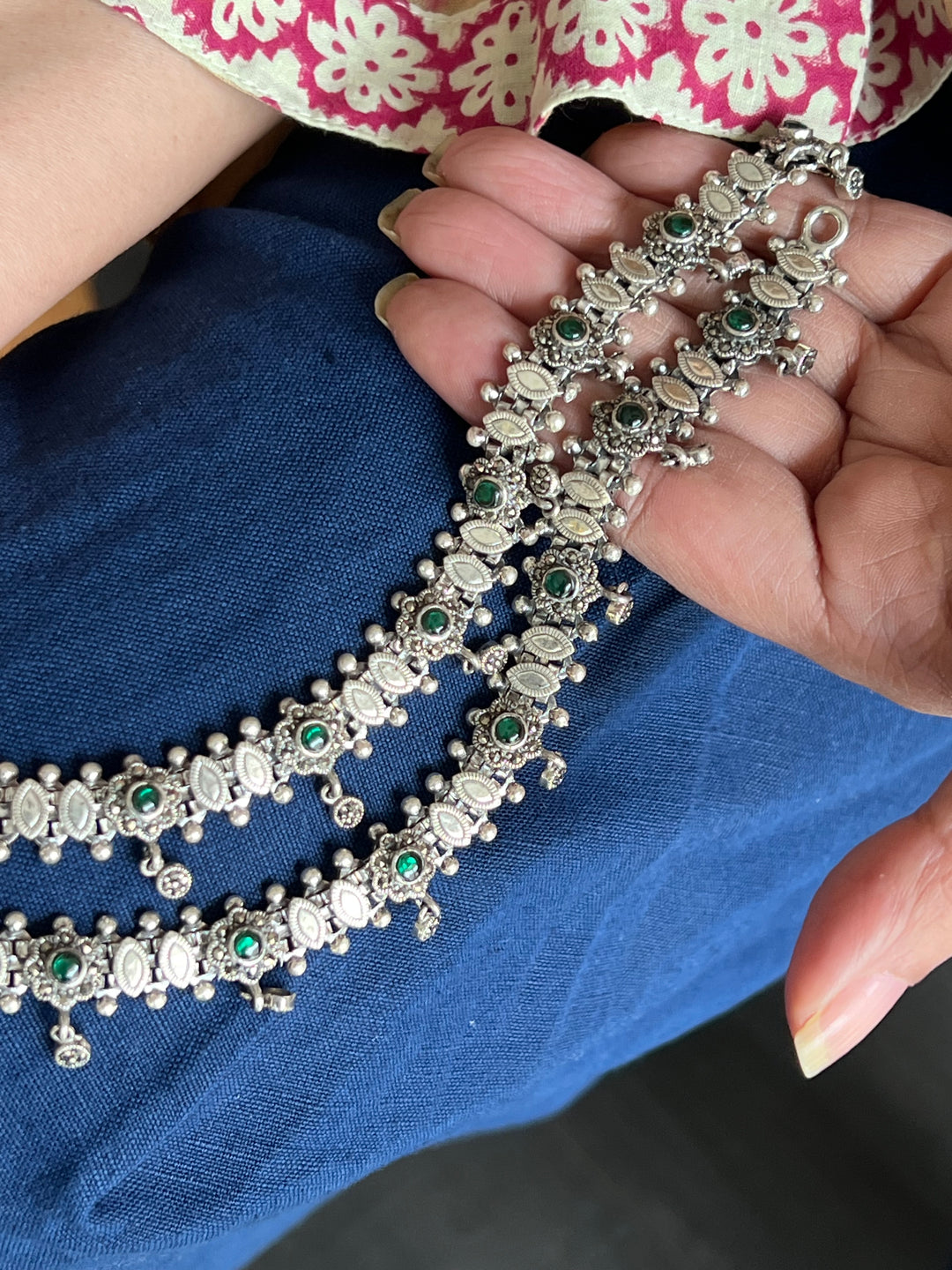 Pure 925 Silver Marcasite Anklets- Set of 2