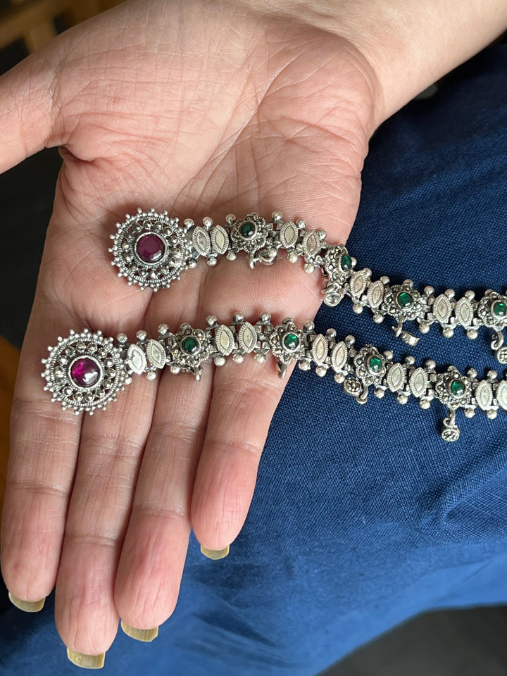 Pure 925 Silver Marcasite Anklets- Set of 2