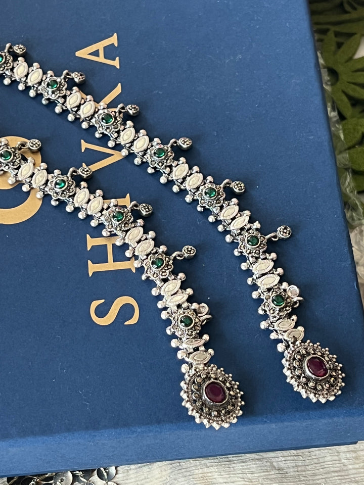 Pure 925 Silver Marcasite Anklets- Set of 2