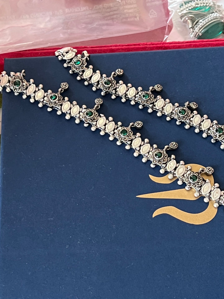 Pure 925 Silver Marcasite Anklets- Set of 2