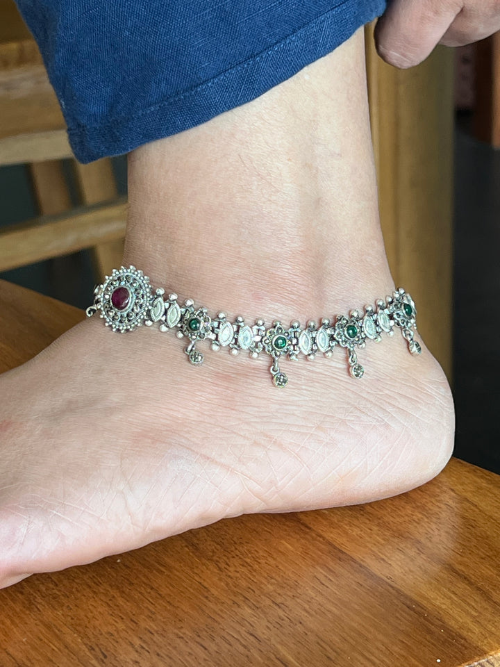 Pure 925 Silver Marcasite Anklets- Set of 2