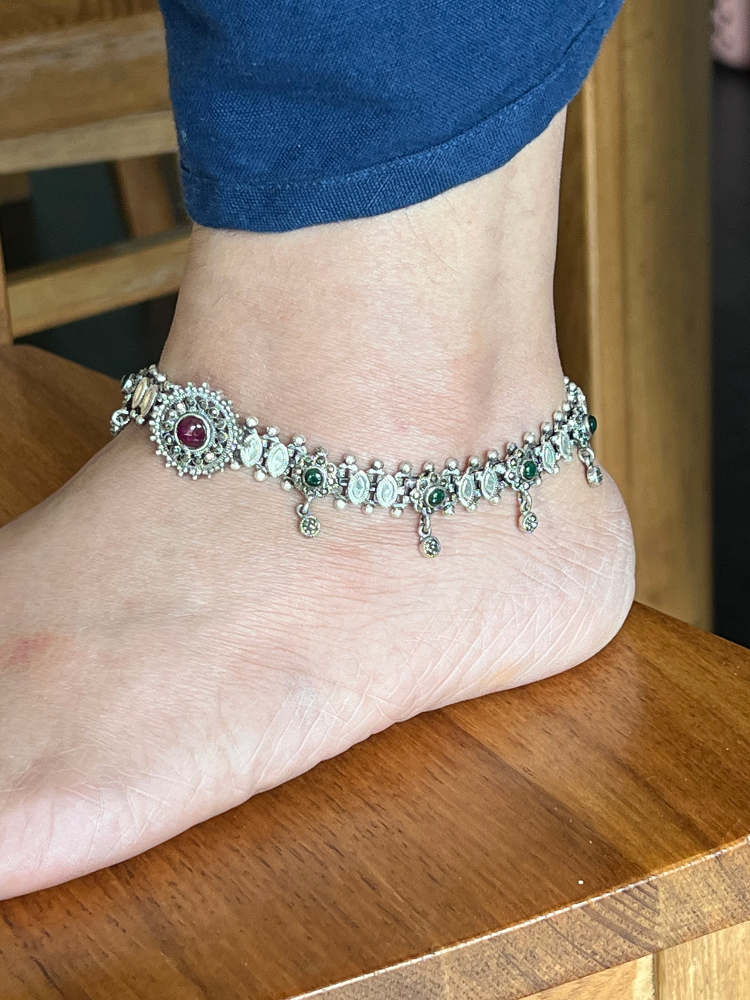 Pure 925 Silver Marcasite Anklets- Set of 2