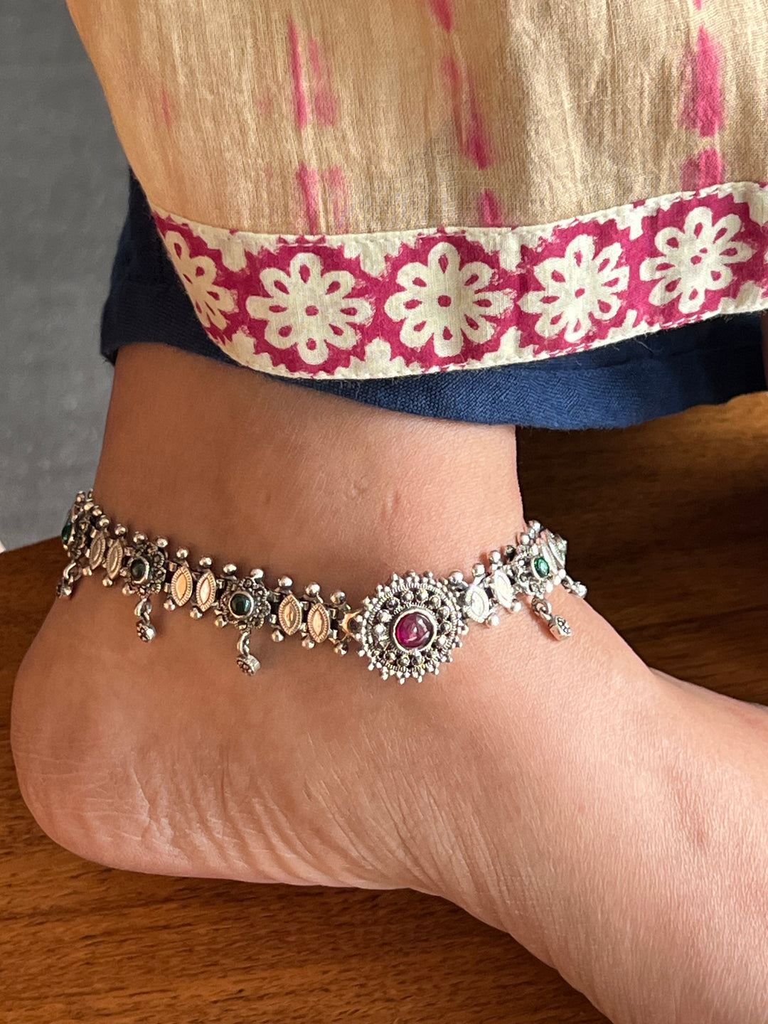 Pure 925 Silver Marcasite Anklets- Set of 2