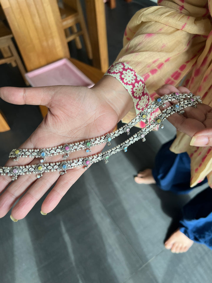 Pure 925 Silver Marcasite Anklets- Set of 2