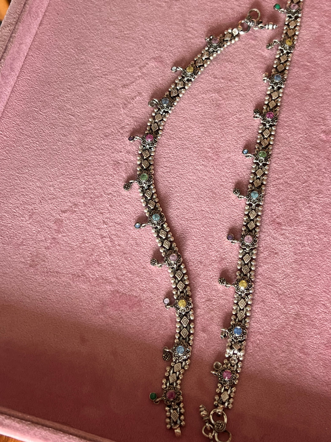 Pure 925 Silver Marcasite Anklets- Set of 2