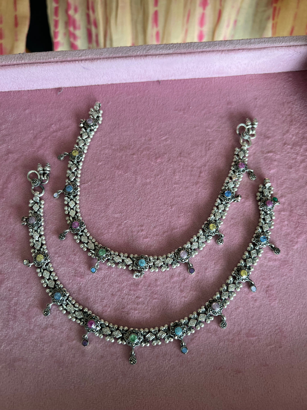 Pure 925 Silver Marcasite Anklets- Set of 2