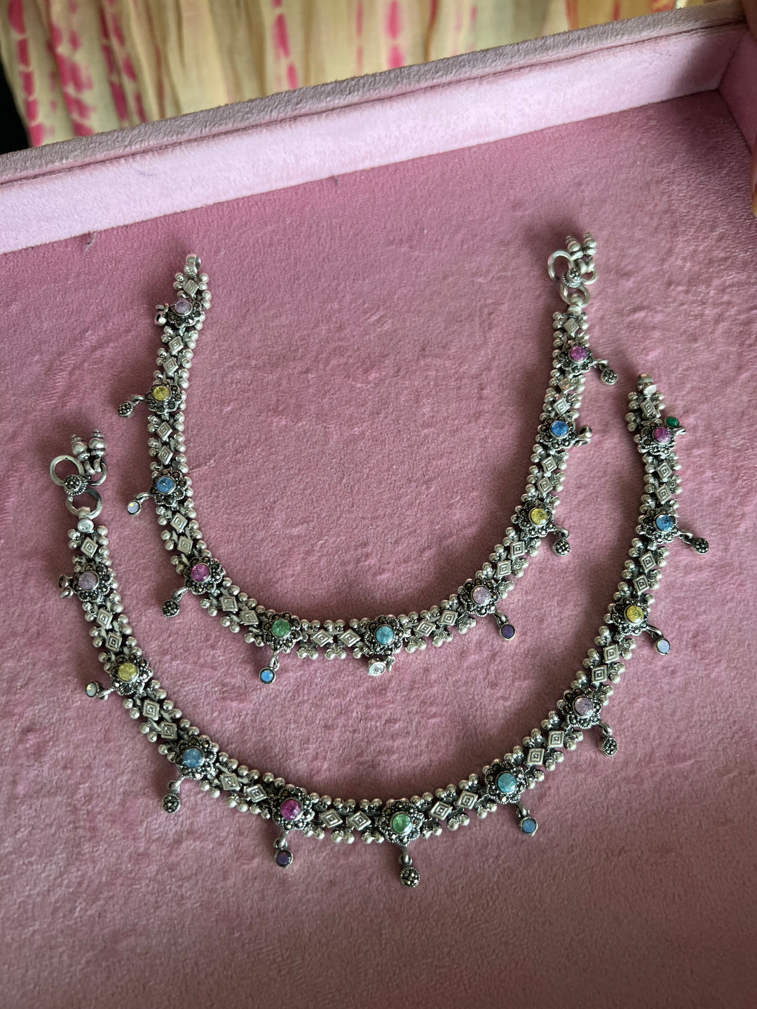 Pure 925 Silver Marcasite Anklets- Set of 2