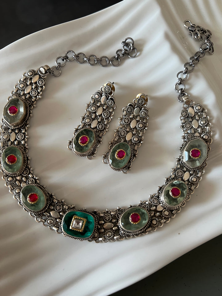 Doublet Stone 925 Silver necklace set