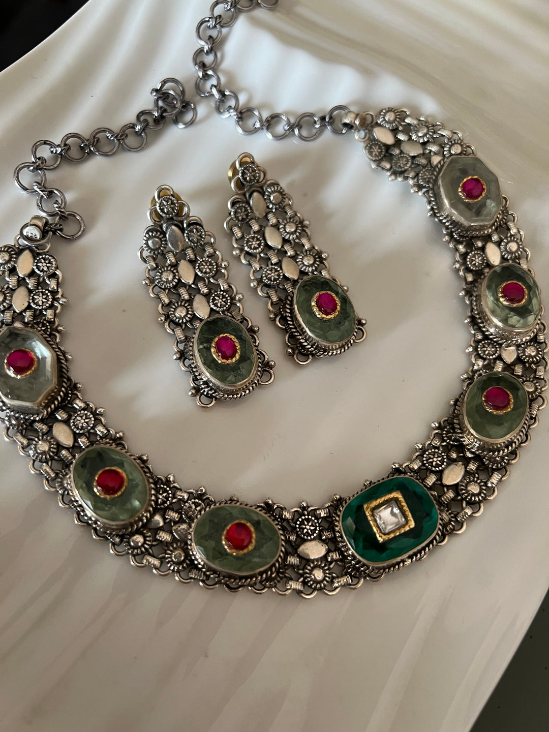 Doublet Stone 925 Silver necklace set