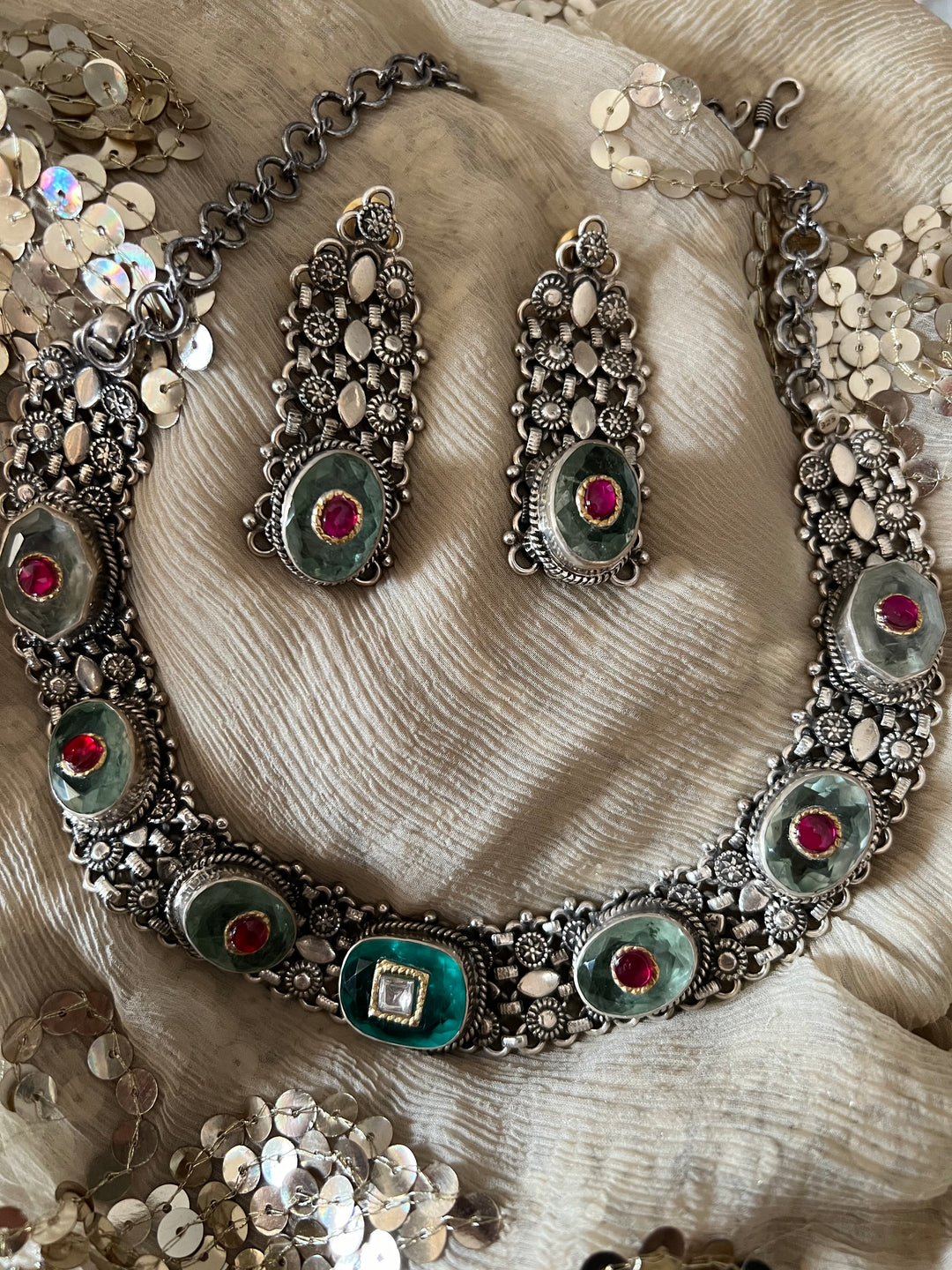 Doublet Stone 925 Silver necklace set