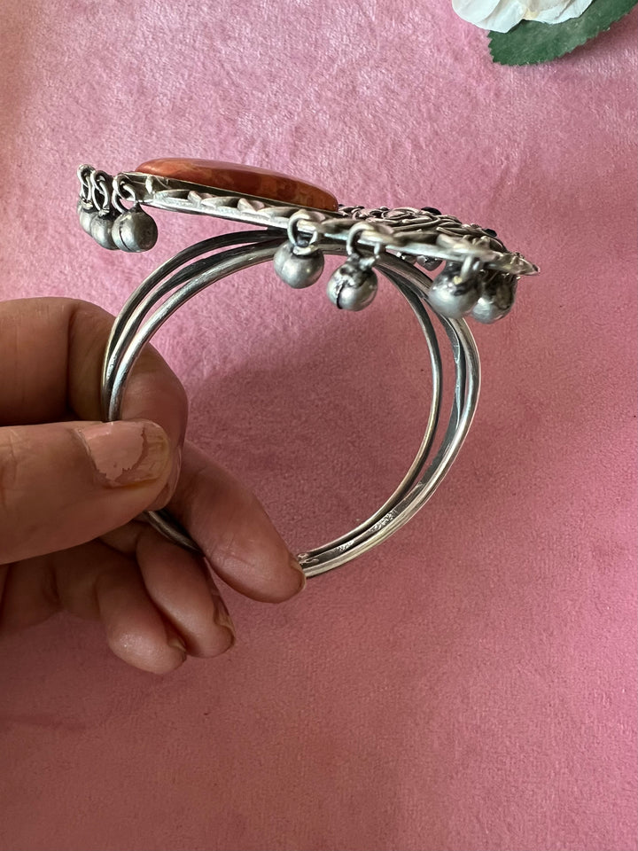 Elegant Fusion Handcuff - Premium Brass & Stone Craftsmanship