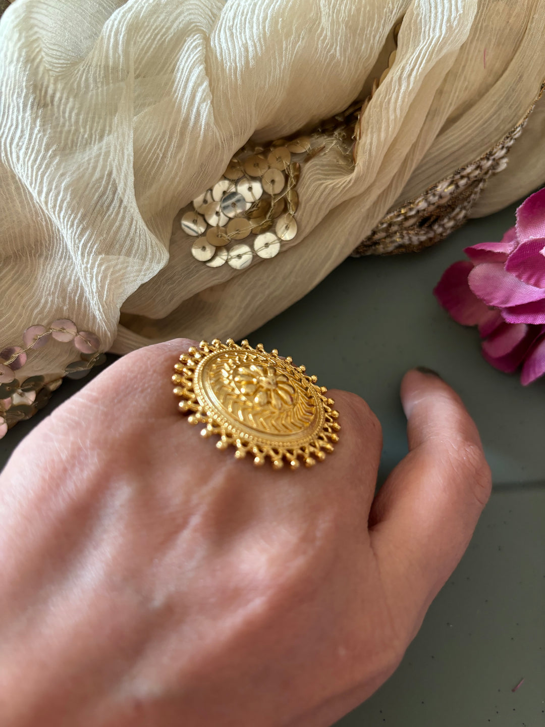Gold Tone Ring - Perfect for Destination Weddings, Gold Replica