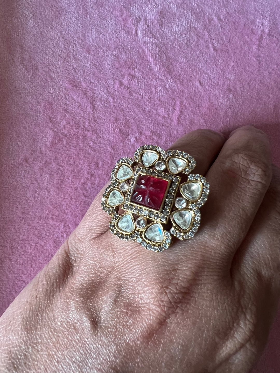 Elegant Victorian Kundan CZ Ring