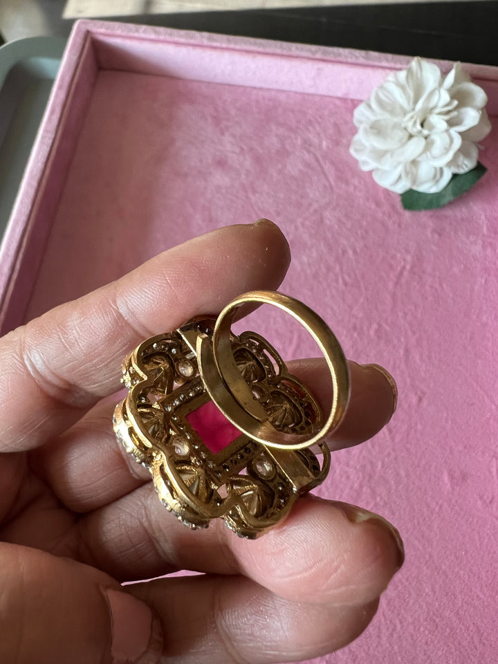 Elegant Victorian Kundan CZ Ring