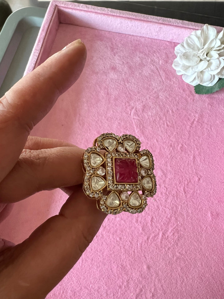 Elegant Victorian Kundan CZ Ring