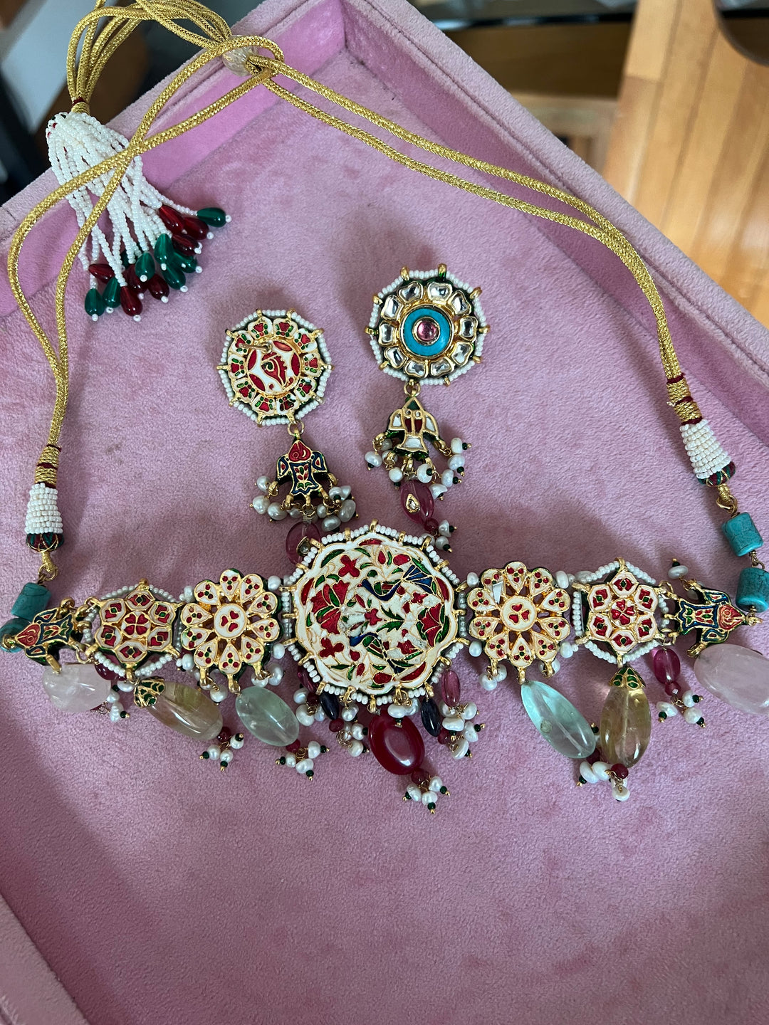 SHIVKA Semi-Precious Kundan Choker Set | Wedding Jewelry