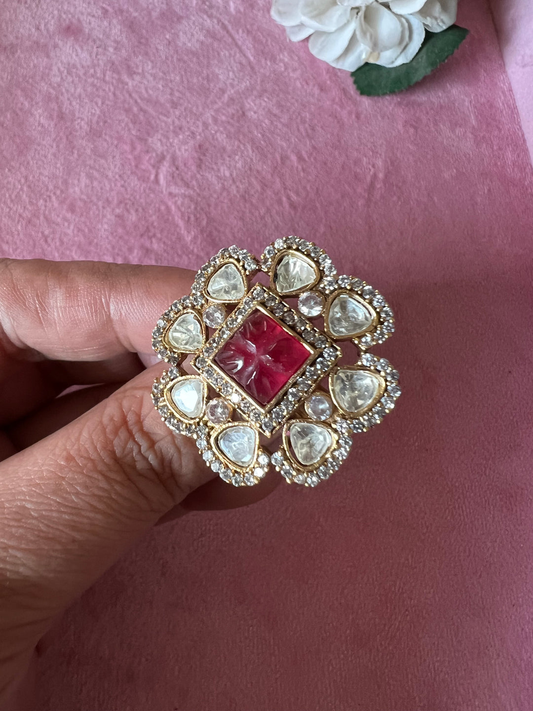 Elegant Victorian Kundan CZ Ring