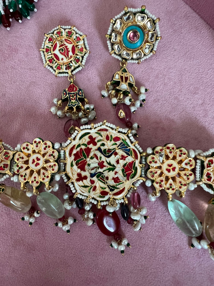 SHIVKA Semi-Precious Kundan Choker Set | Wedding Jewelry