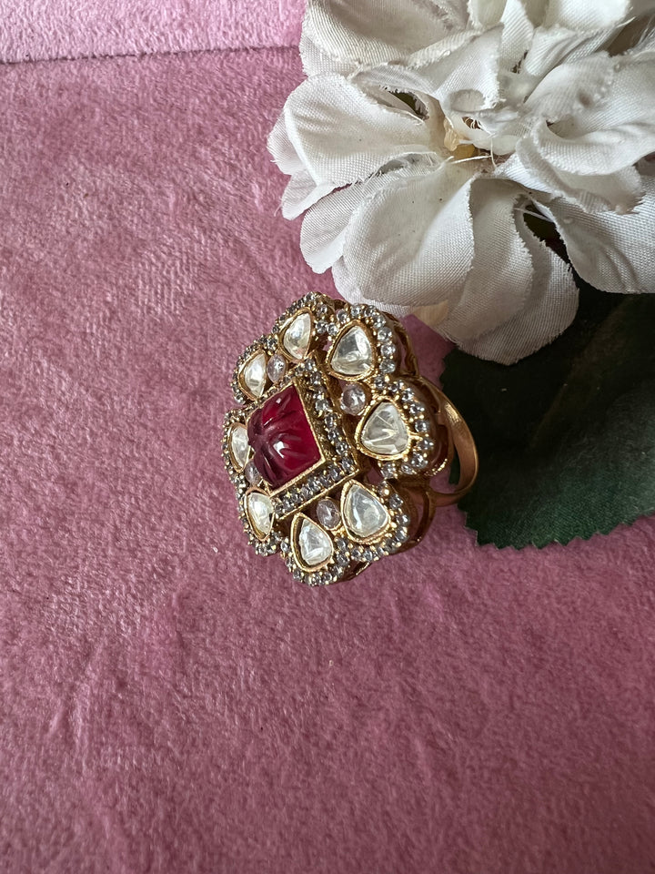 Elegant Victorian Kundan CZ Ring
