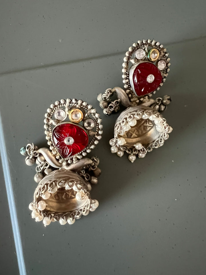 Designer Carved Stone Jhumka Earrings - Premium Quality, Exquisite Craftsmanship