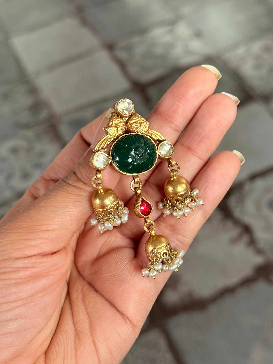 Elegant Jadau Kundan 925 Silver Earrings