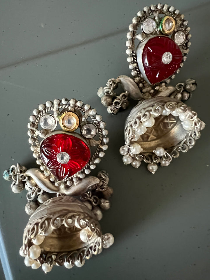 Designer Carved Stone Jhumka Earrings - Premium Quality, Exquisite Craftsmanship