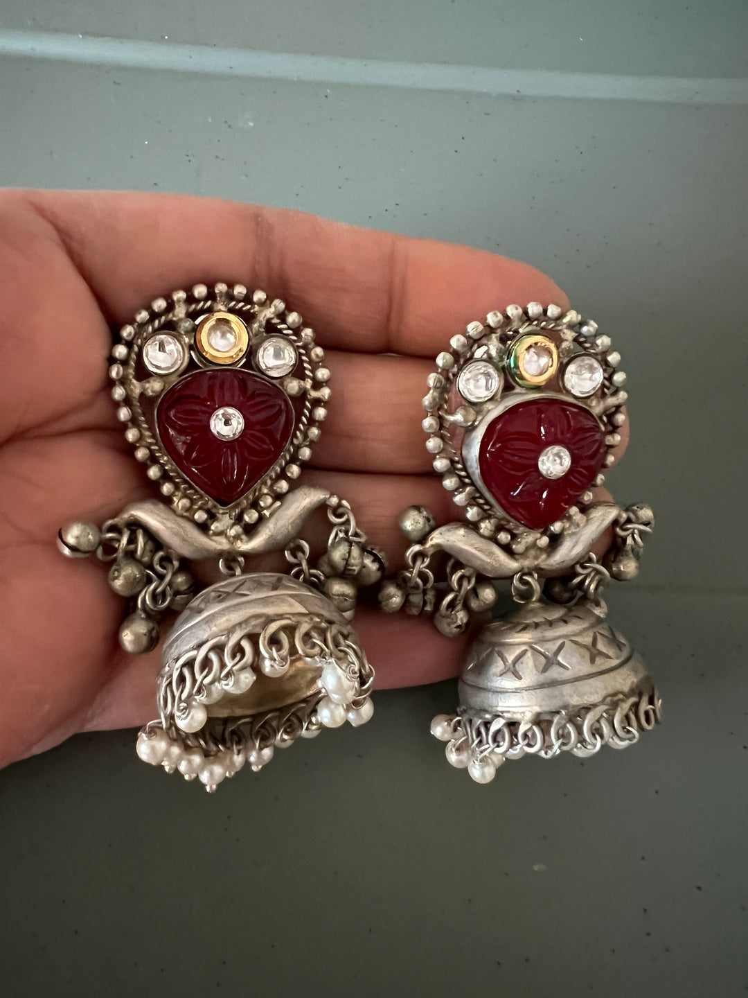 Designer Carved Stone Jhumka Earrings - Premium Quality, Exquisite Craftsmanship