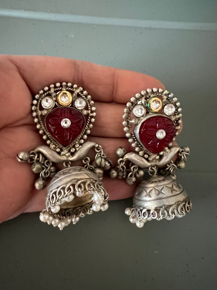 Designer Carved Stone Jhumka Earrings - Premium Quality, Exquisite Craftsmanship