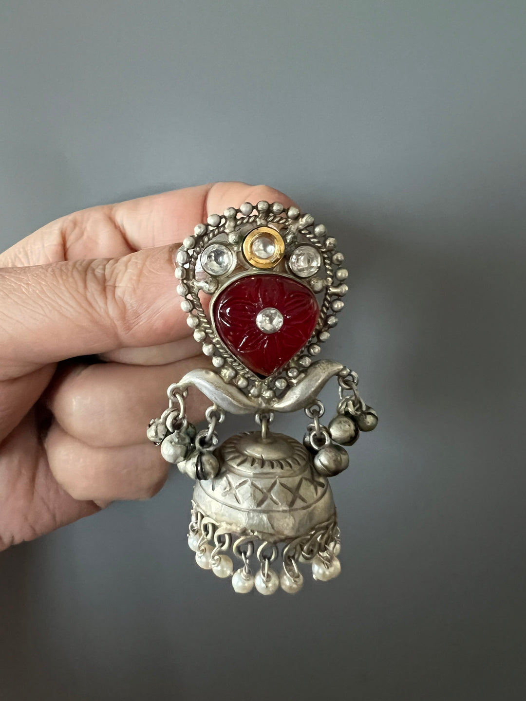 Designer Carved Stone Jhumka Earrings - Premium Quality, Exquisite Craftsmanship