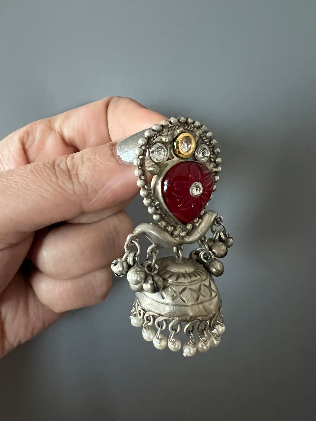 Designer Carved Stone Jhumka Earrings - Premium Quality, Exquisite Craftsmanship