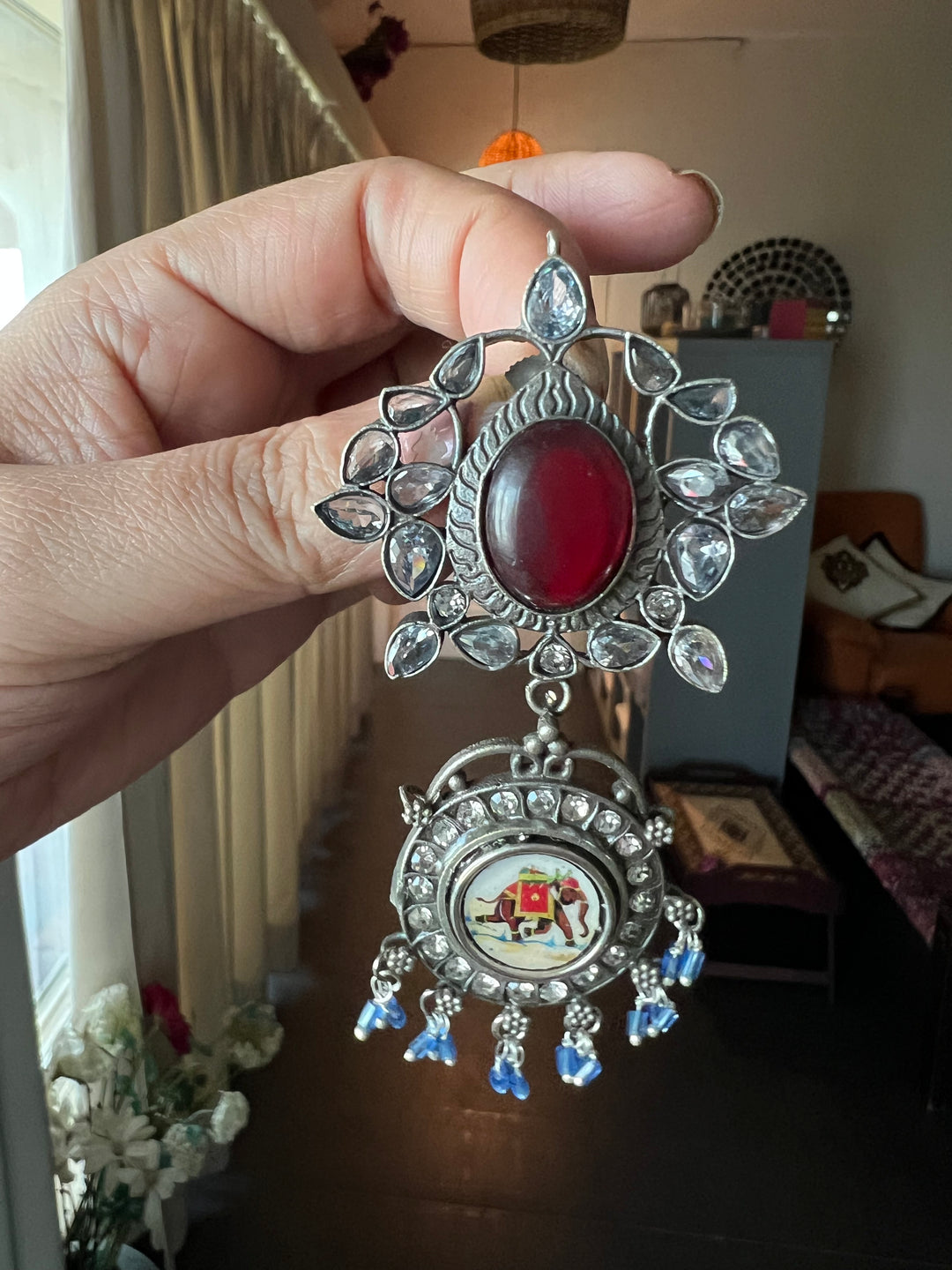 Artisanal Hand-Painted Elephant Fusion Earrings