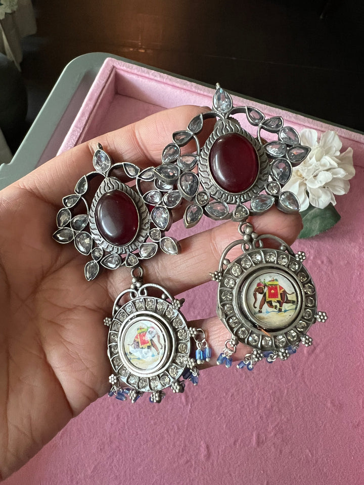 Artisanal Hand-Painted Elephant Fusion Earrings