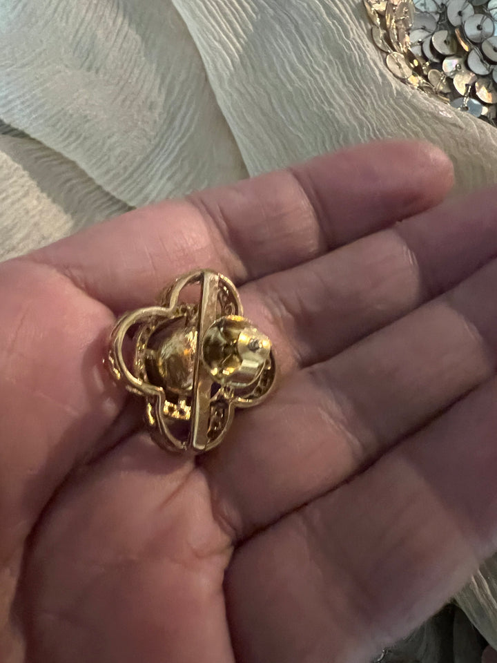 Elegant 925 Silver Polki Studs with Polki Stones & CZ Accents - Handmade